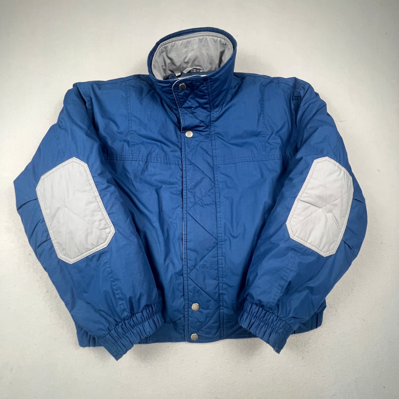Members Only Down Puffer Jacket Mens Xl Blue Vintage 80s Elbow Patches Ski Coat
